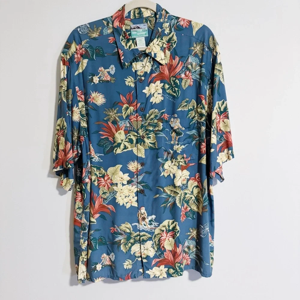 Reyn Spooner - Blue Mele Kalikimaka Short Sleeve Button Down Shirt